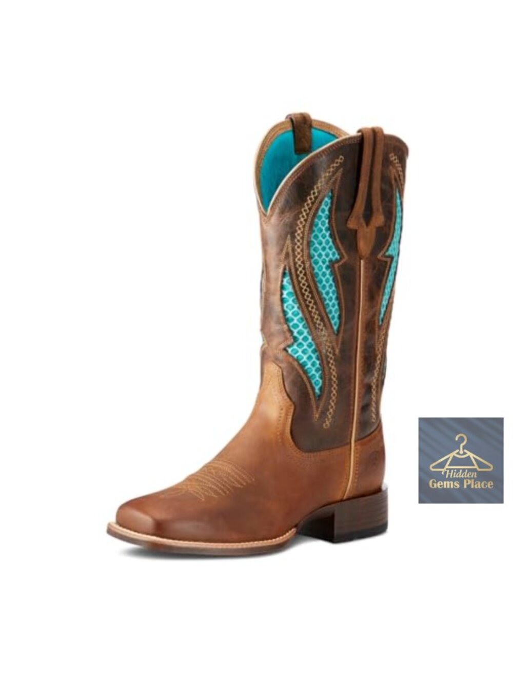 Women's Square Toe Mid-Calf Leather Western Boots Pull-On Bantamweight Sole